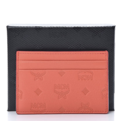 MCM Calfskin Calfskin Ottomar Monogram Card Case Hot Coral 7 of 7