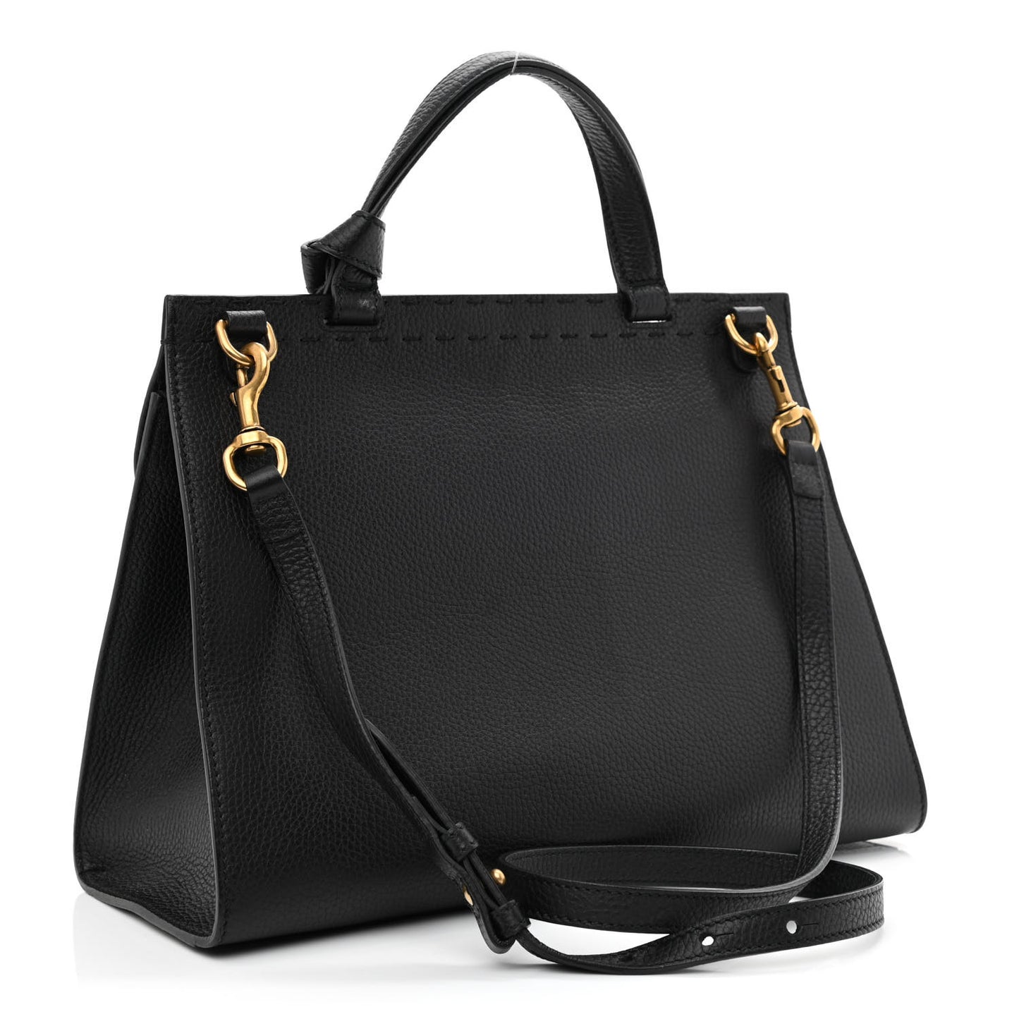 Calfskin Small GG Marmont Top Handle Bag Black