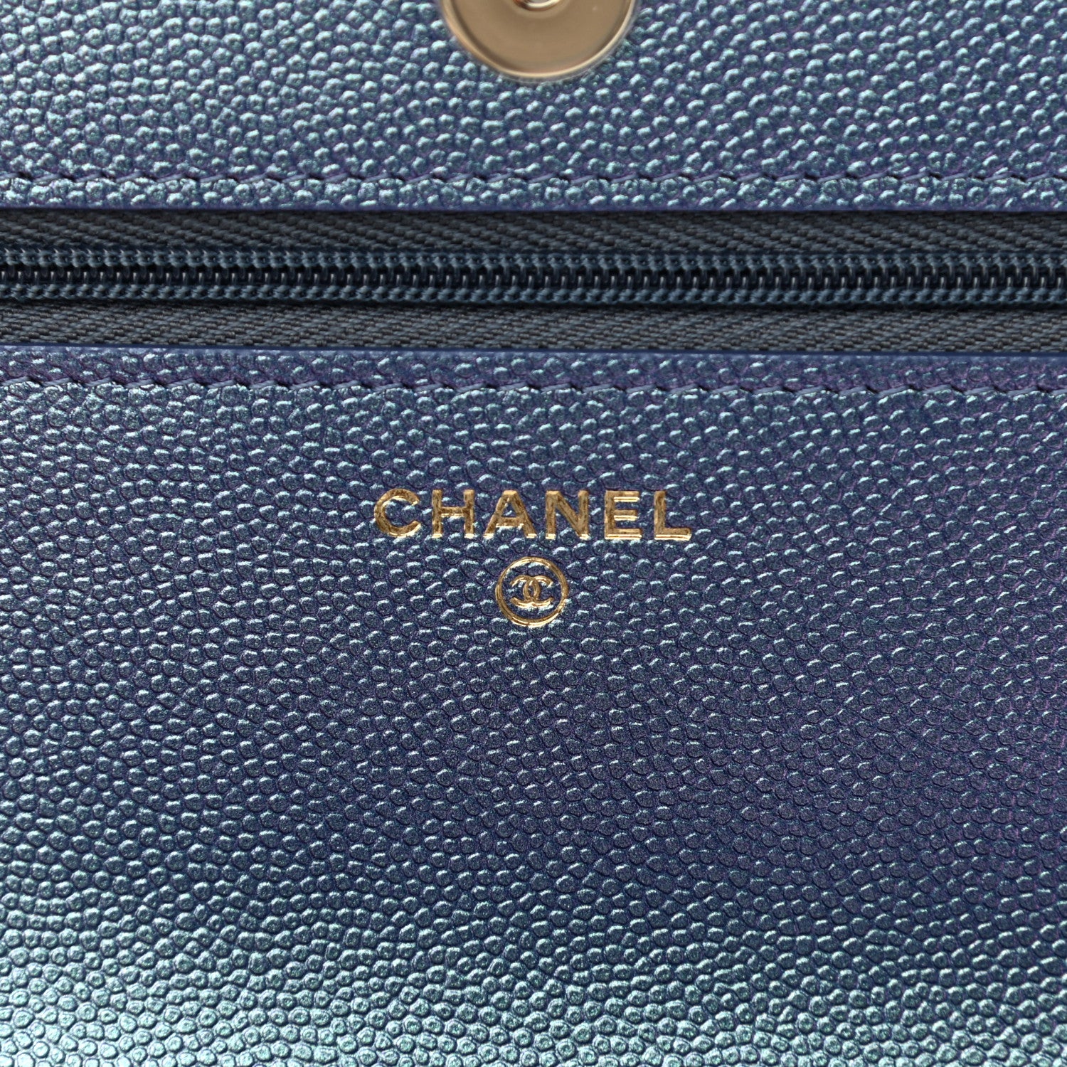 Chanel Iridescent Caviar Quilted Wallet On Chain WOC Dark Blue 6 of 12