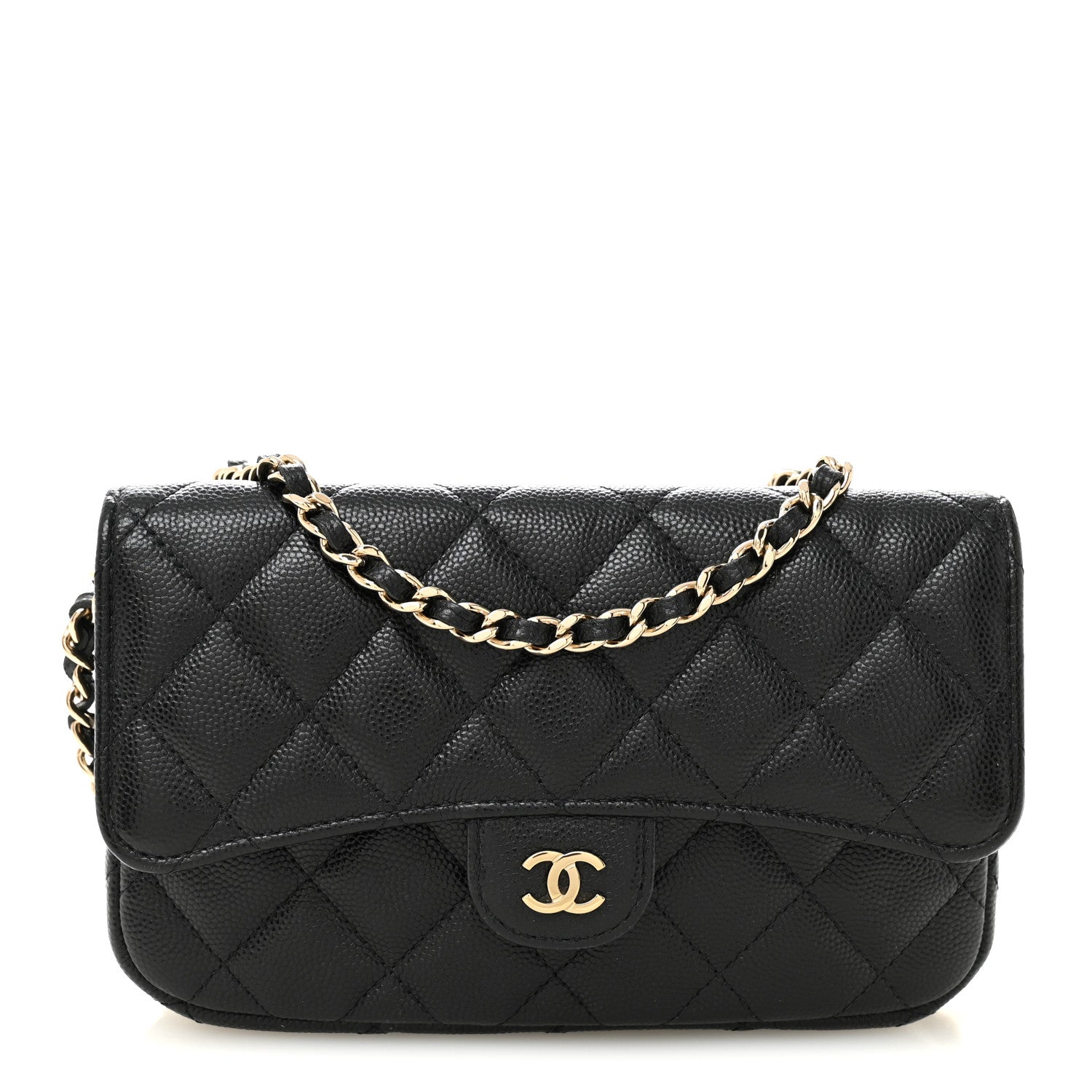 Chanel Caviar Quilted Flap Phone Holder With Chain Black 1 of 11