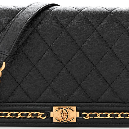 Chanel Caviar Quilted Chain Around Boy Wallet On Chain WOC Black 9 of 13