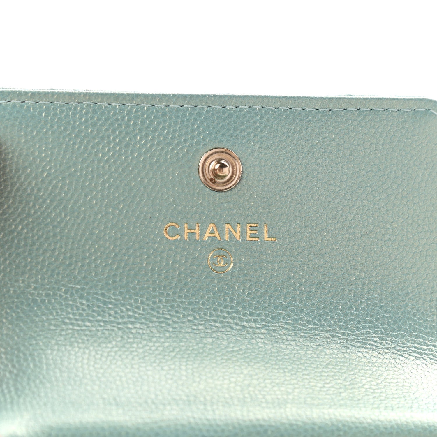 Chanel Iridescent Caviar Quilted Pearl On Top Coin Purse With Chain Light Green 6 of 11