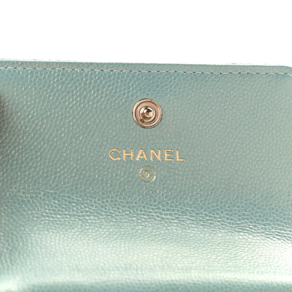 Chanel Iridescent Caviar Quilted Pearl On Top Coin Purse With Chain Light Green 6 of 11