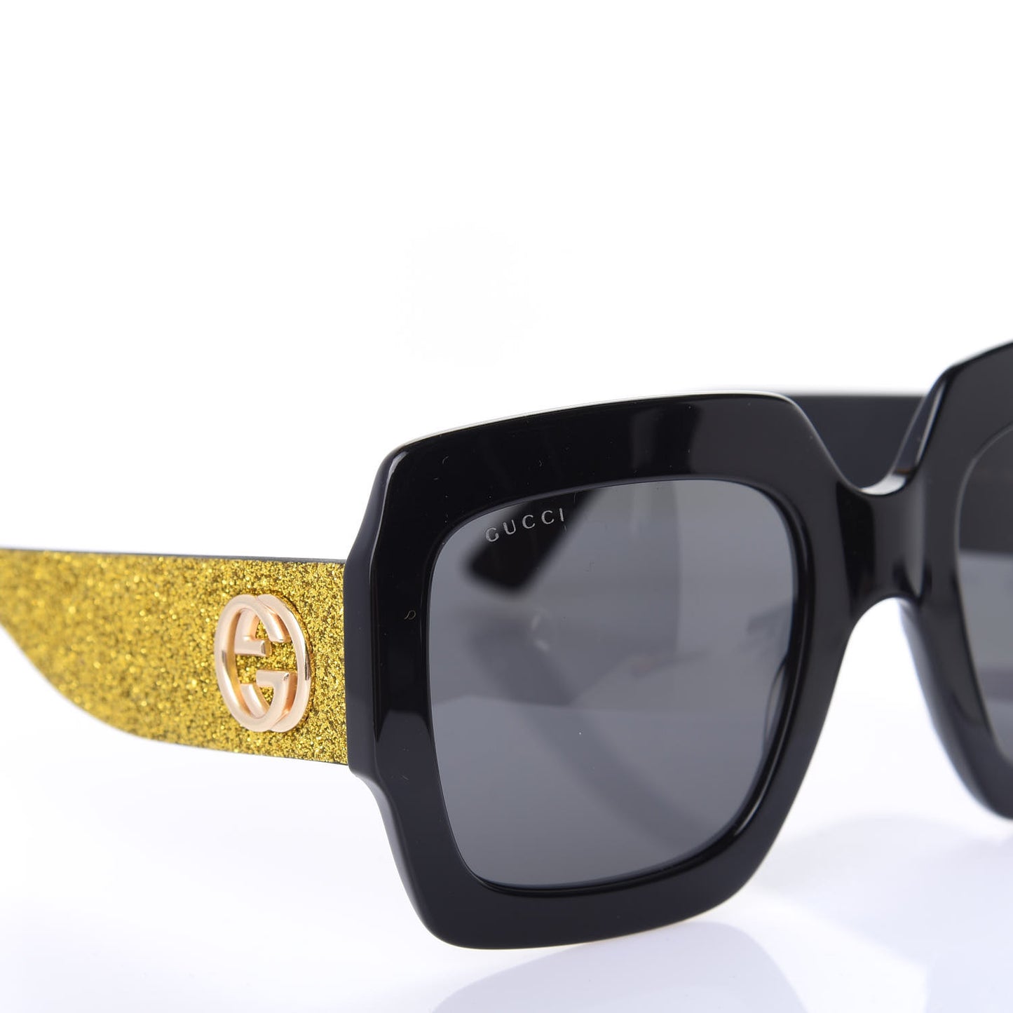 Square Frame GG0102S Sunglasses Glitter Gold