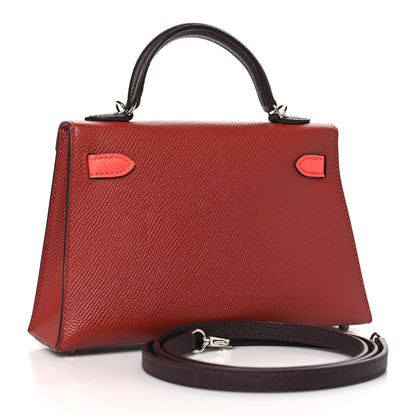 Hermes Epsom Tri-Color Mini Kelly Sellier 20 Rouge Venetian Rouge Sellier Rose Texas 3 of 10