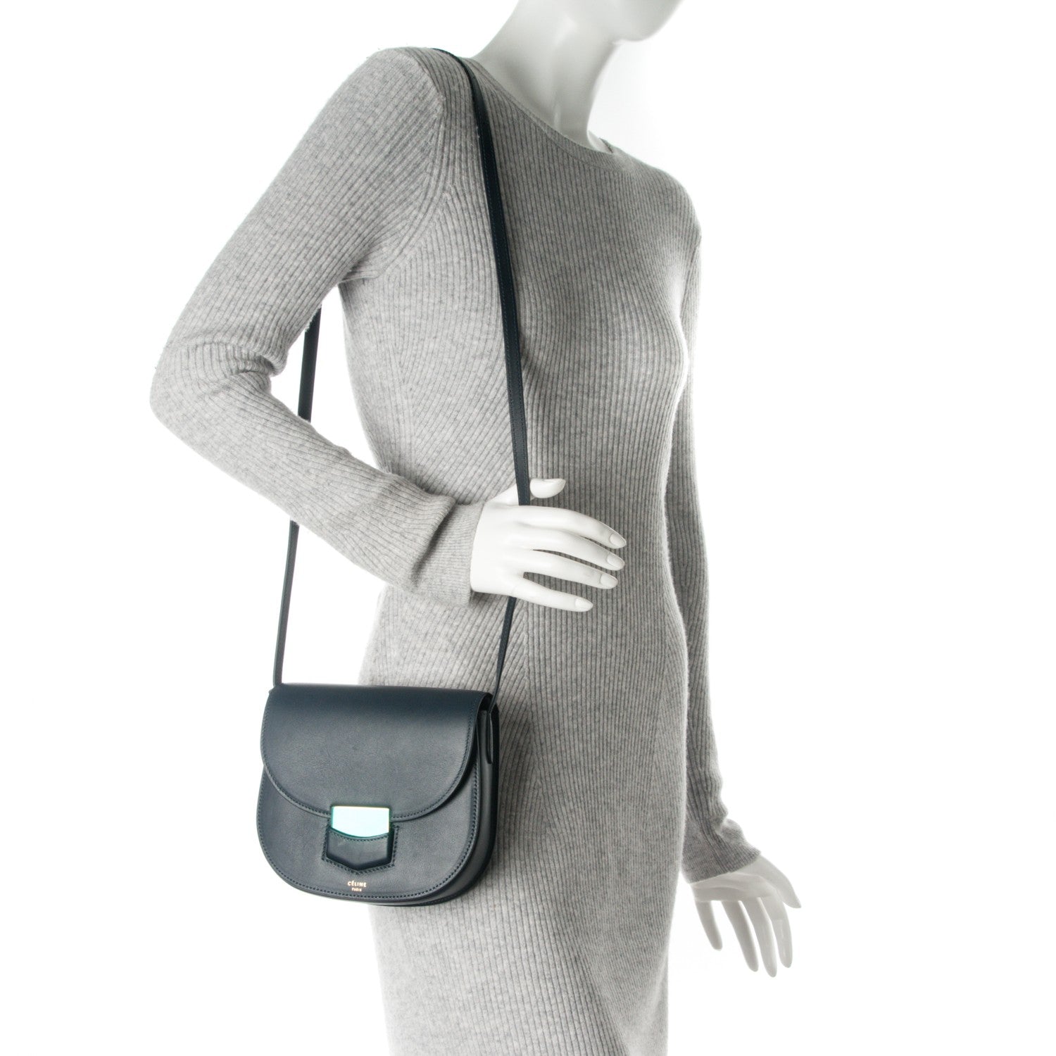Celine Smooth Calfskin Small Trotteur Navy Blue 2 of 7