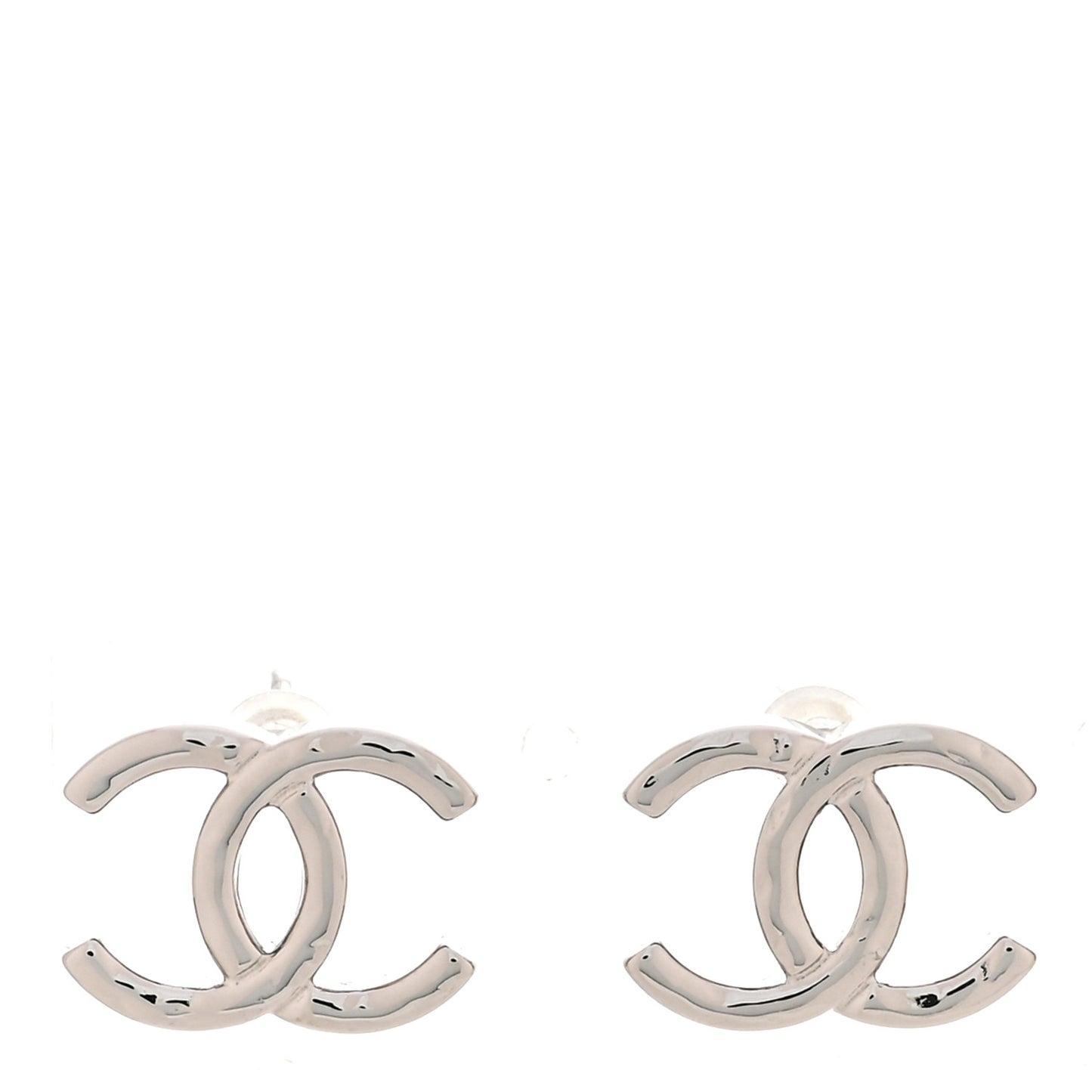 Metal CC Earrings Silver