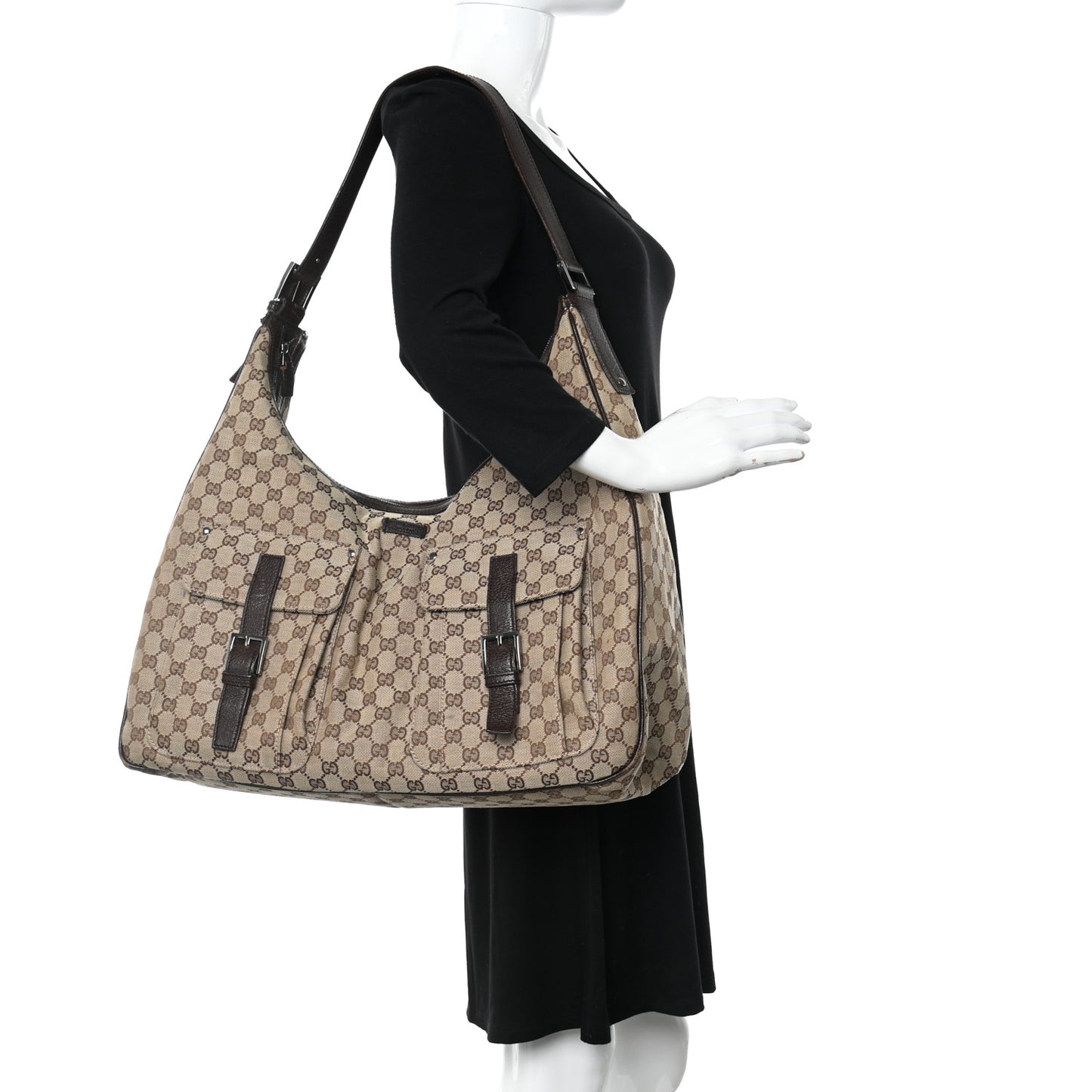 Monogram Front Pocket Hobo Dark Brown