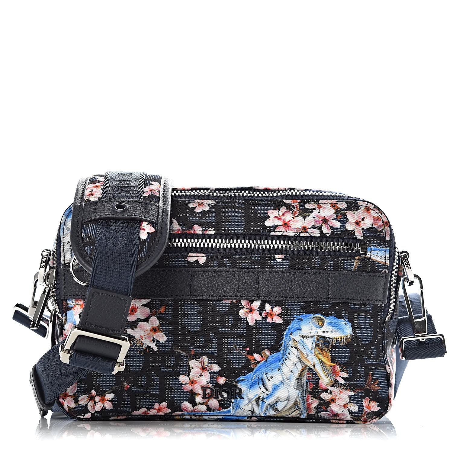 Christian Dior x Sorayama Nylon Grained Calfskin Safari Bag Navy Blue 1 of 10
