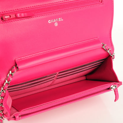 Chanel Lambskin Quilted Wallet On Chain WOC Dark Pink 5 of 8