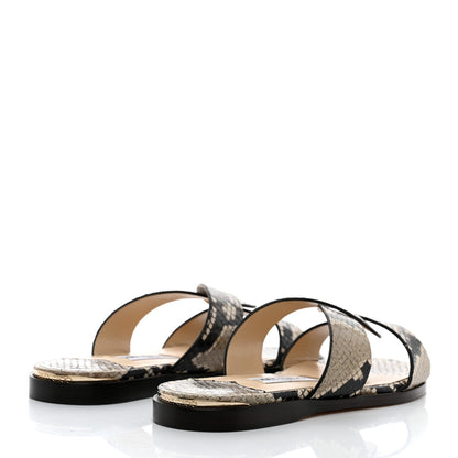 Jimmy Choo Calfskin Snake Print Atia Flat Sandals 37 Natural 4 of 8