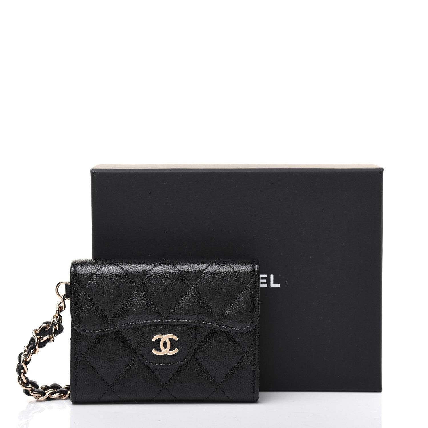 Chanel Caviar Quilted Flap Card Holder Chain Wristlet Black 12 of 12