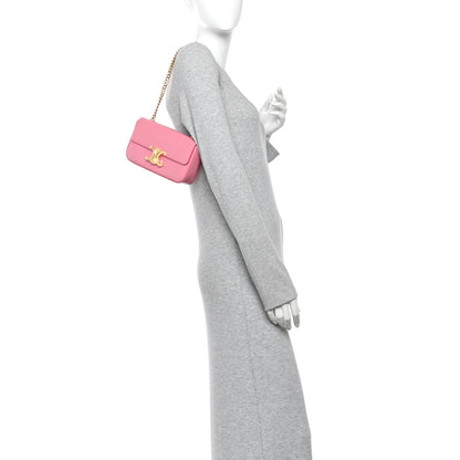 Celine Shiny Calfskin Triomphe Chain Shoulder Bag Flamingo 2 of 10