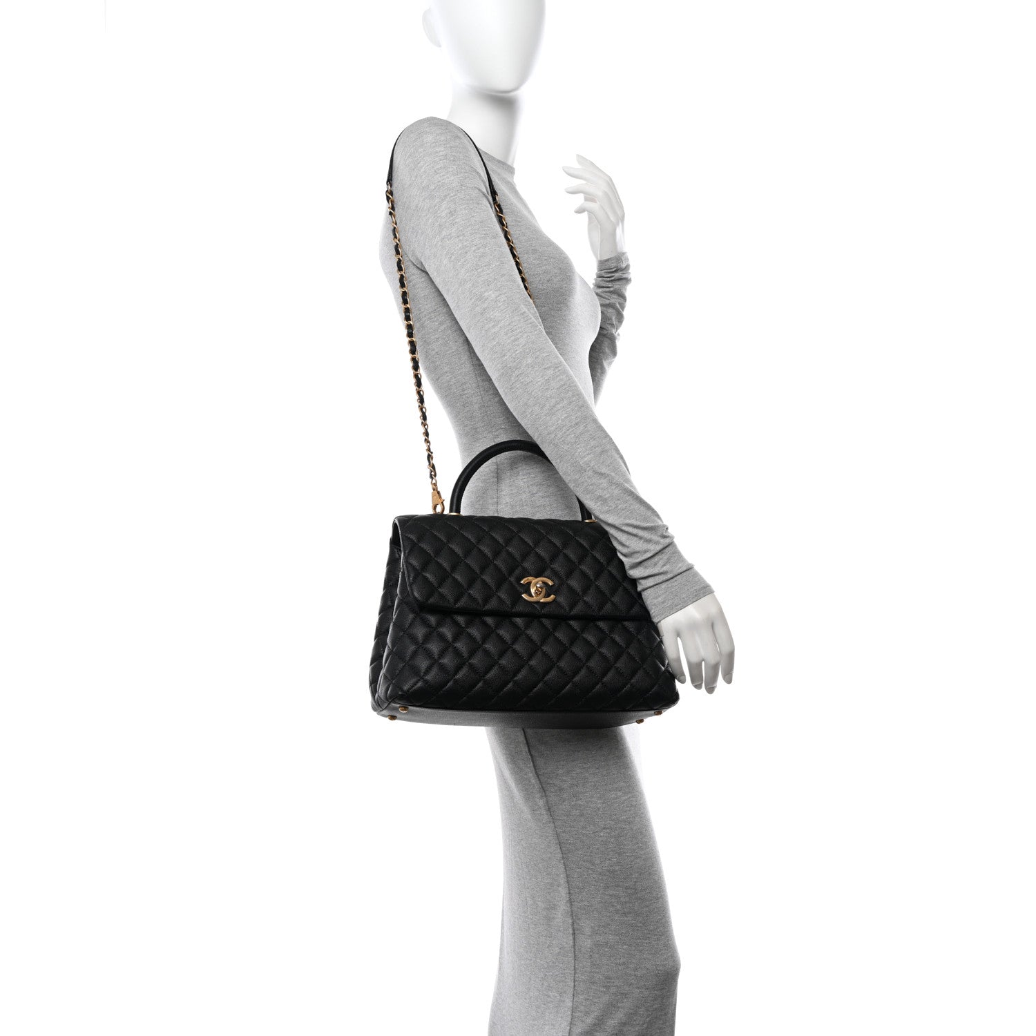 Chanel Caviar Quilted Medium Coco Handle Flap Black 2 of 12