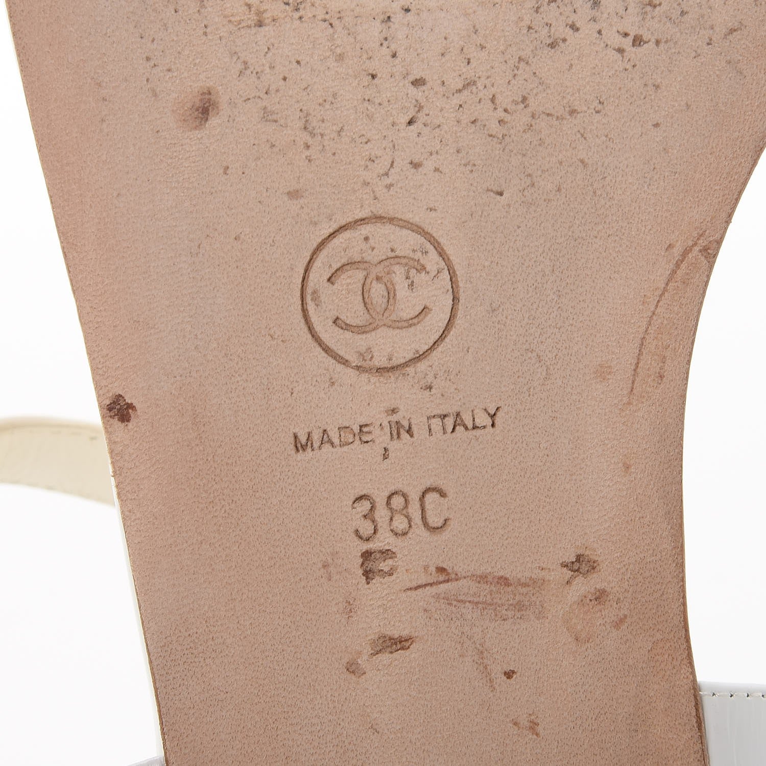 Chanel Lambskin Logo Thong Sandals 38 White 8 of 13