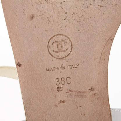 Chanel Lambskin Logo Thong Sandals 38 White 8 of 13
