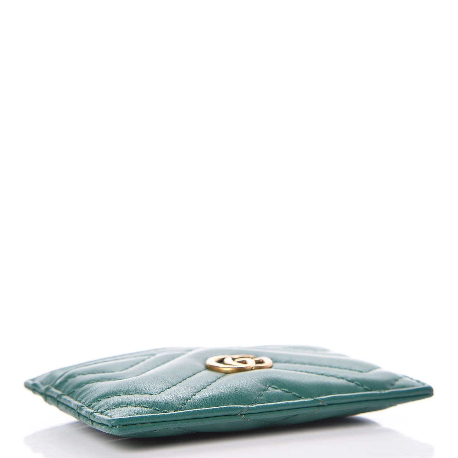 Gucci Calfskin Matelasse GG Marmont Card Holder Emerald Green 4 of 7