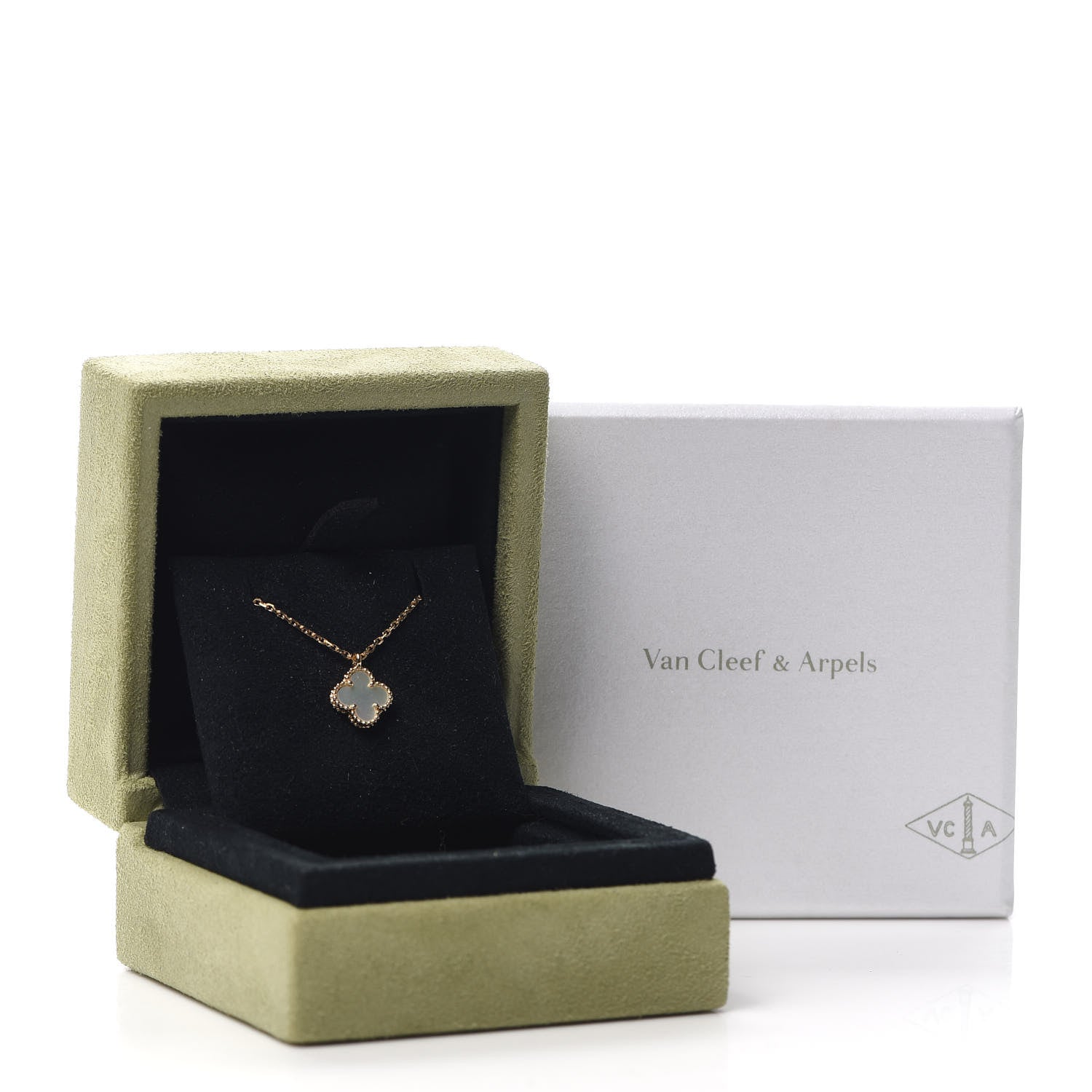Van Cleef & Arpels 18K Yellow Gold Mother of Pearl Sweet Alhambra Pendant Necklace 7 of 7