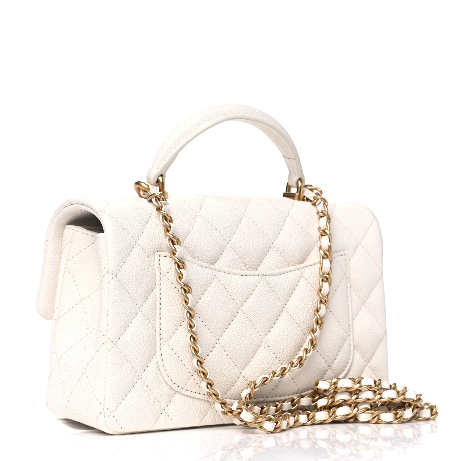 Chanel Caviar Quilted Mini Top Handle Rectangular Flap White 2 of 5