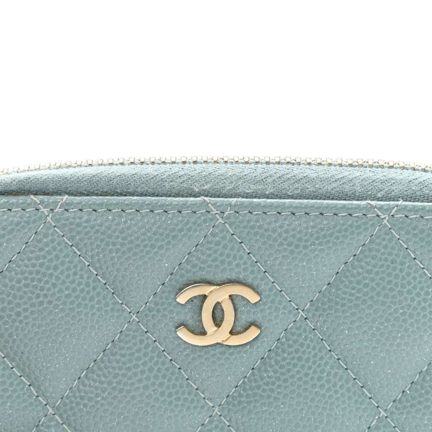 Caviar Quilted Zip Coin Purse Blue