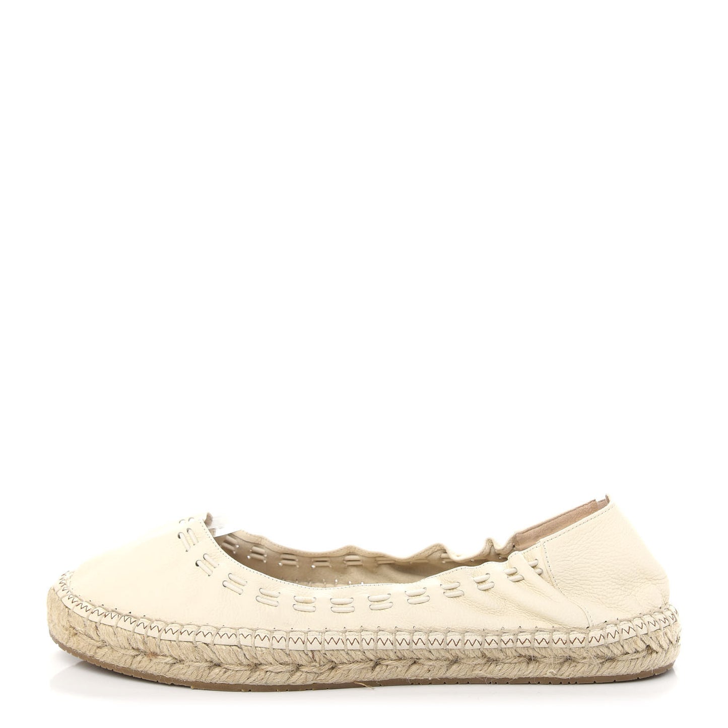 Calfskin Stretch Deena Espadrille Ballerina Flats 39.5 Latte