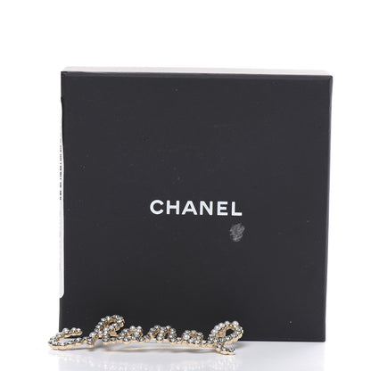 Chanel Metal Glass Swirling Pearls Brooch Pin Gold 4 of 4