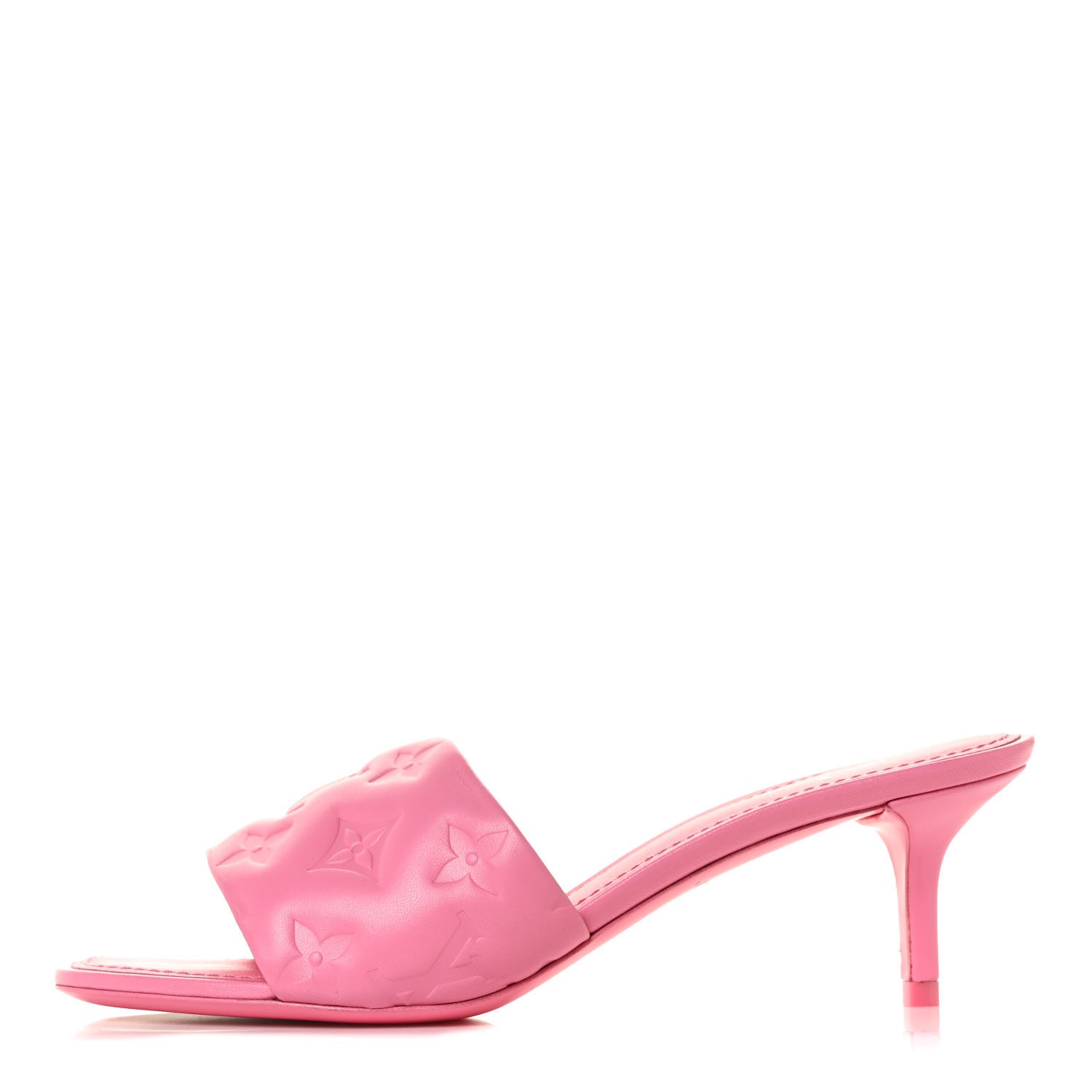 Louis Vuitton Lambskin Embossed Monogram Revival Mules 37.5 Rose Pop 1 of 9