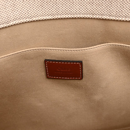 Chloe Cotton Calfskin Medium Woody Ribbon Tote White Brown 6 of 9