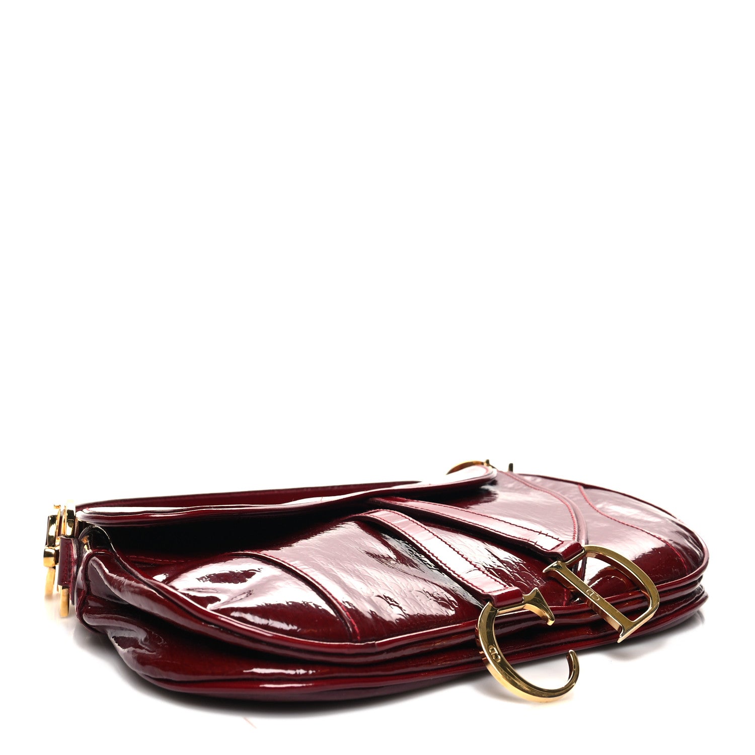 Christian Dior Patent Diorissimo Double Saddle Bag Dark Red 4 of 11