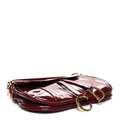 Christian Dior Patent Diorissimo Double Saddle Bag Dark Red 4 of 11