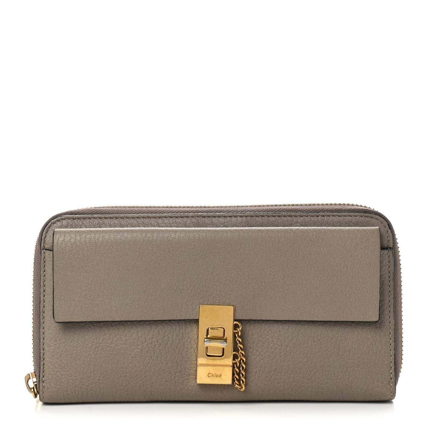 Grained Calfskin Drew Zipped Wallet Motty Grey