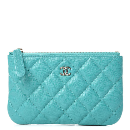 Chanel Caviar Quilted Small Cosmetic Case Turquoise 1 of 10