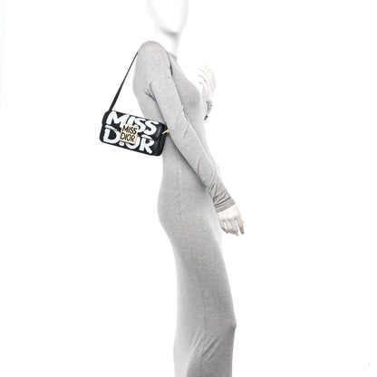 Christian Dior Calfskin Graffiti Printed Miss Dior Flap Black White 2 of 11
