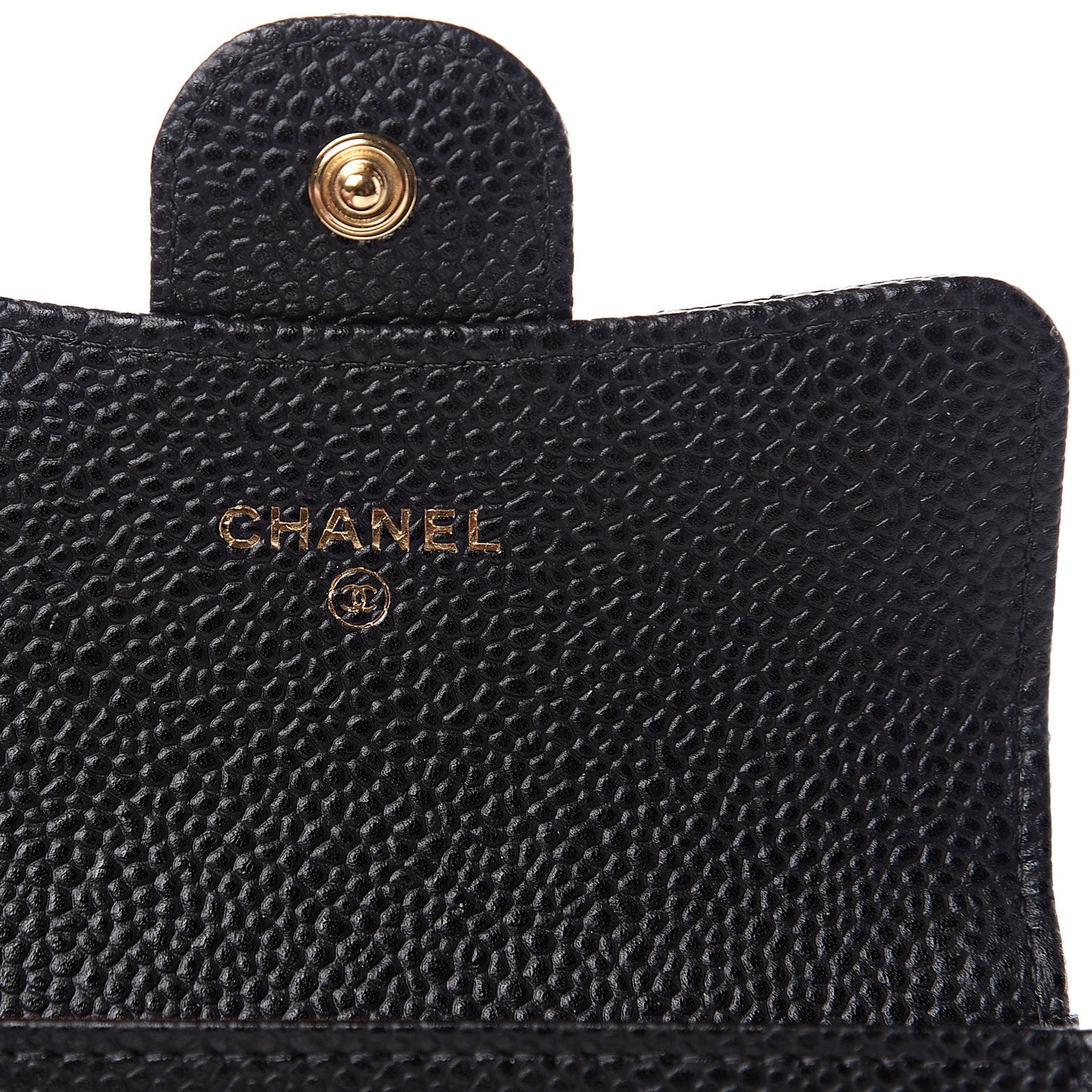 Caviar Quilted Flap Card Holder Black