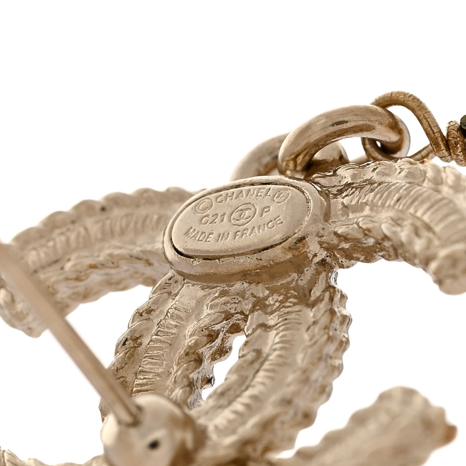 Chanel Crystal Pearl CC Drop Earrings Gold 4 of 4
