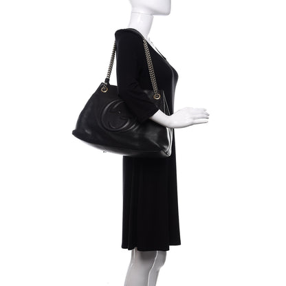 Gucci Pebbled Calfskin Medium Soho Chain Shoulder Bag Black 2 of 15