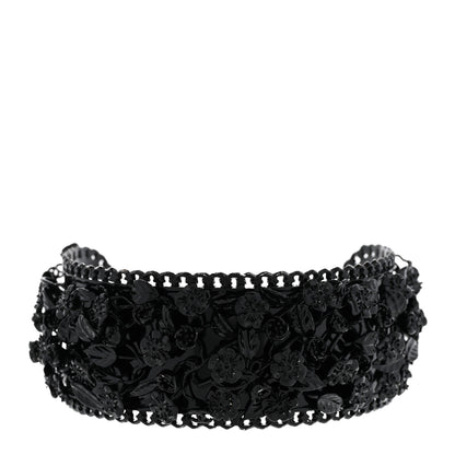 Chanel Enamel Flower Chain Choker Necklace Ruthenium Black 1 of 8