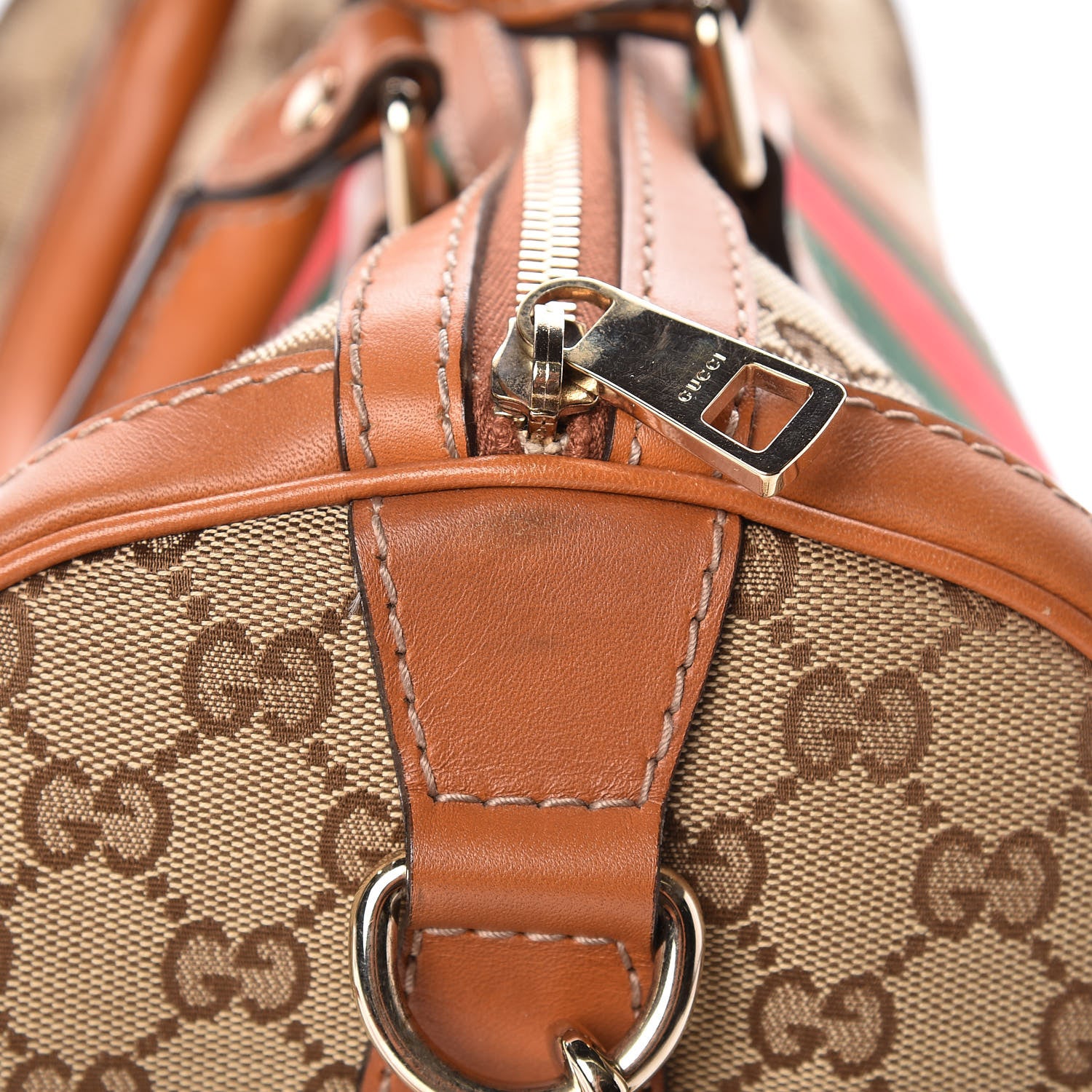 Gucci Monogram Vintage Web Medium Boston Tobacco 8 of 11