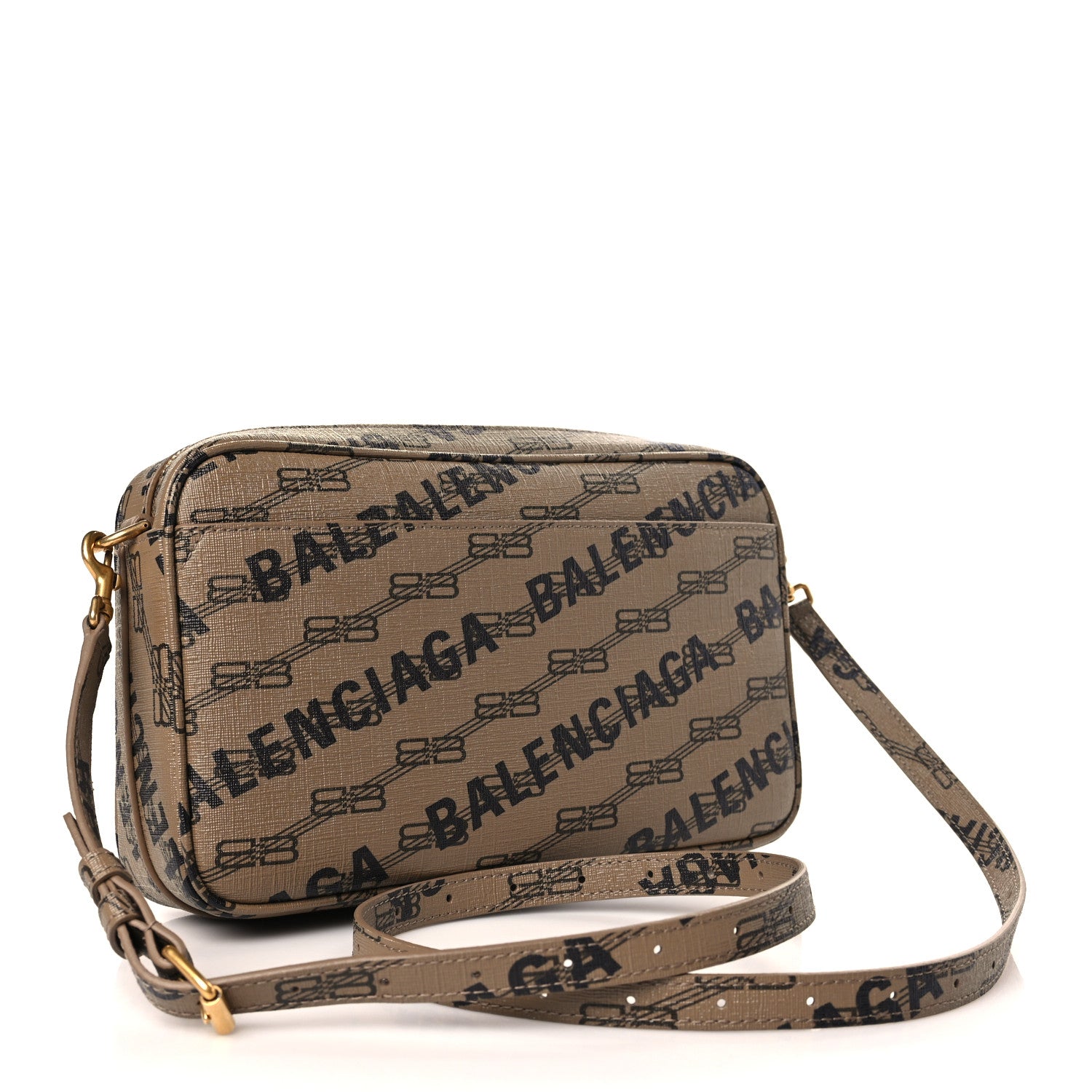 Balenciaga Coated Canvas BB Monogram Allover Logo Medium Signature Camera Bag Beige Brown Black 3 of 9
