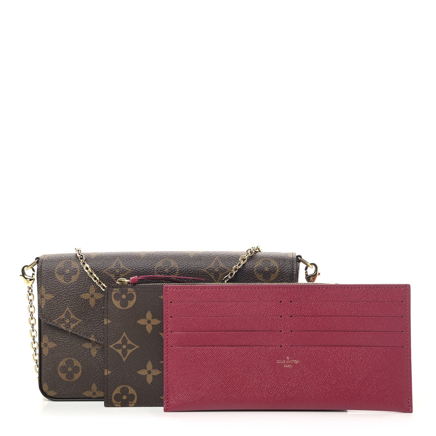 Louis Vuitton Monogram Pochette Felicie Chain Wallet Fuchsia 1 of 5