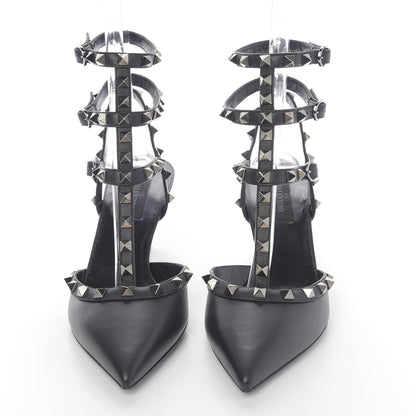 Valentino Garavani Nappa Rockstud Ankle Strap Low Heel Pumps 39 Black 2 of 9