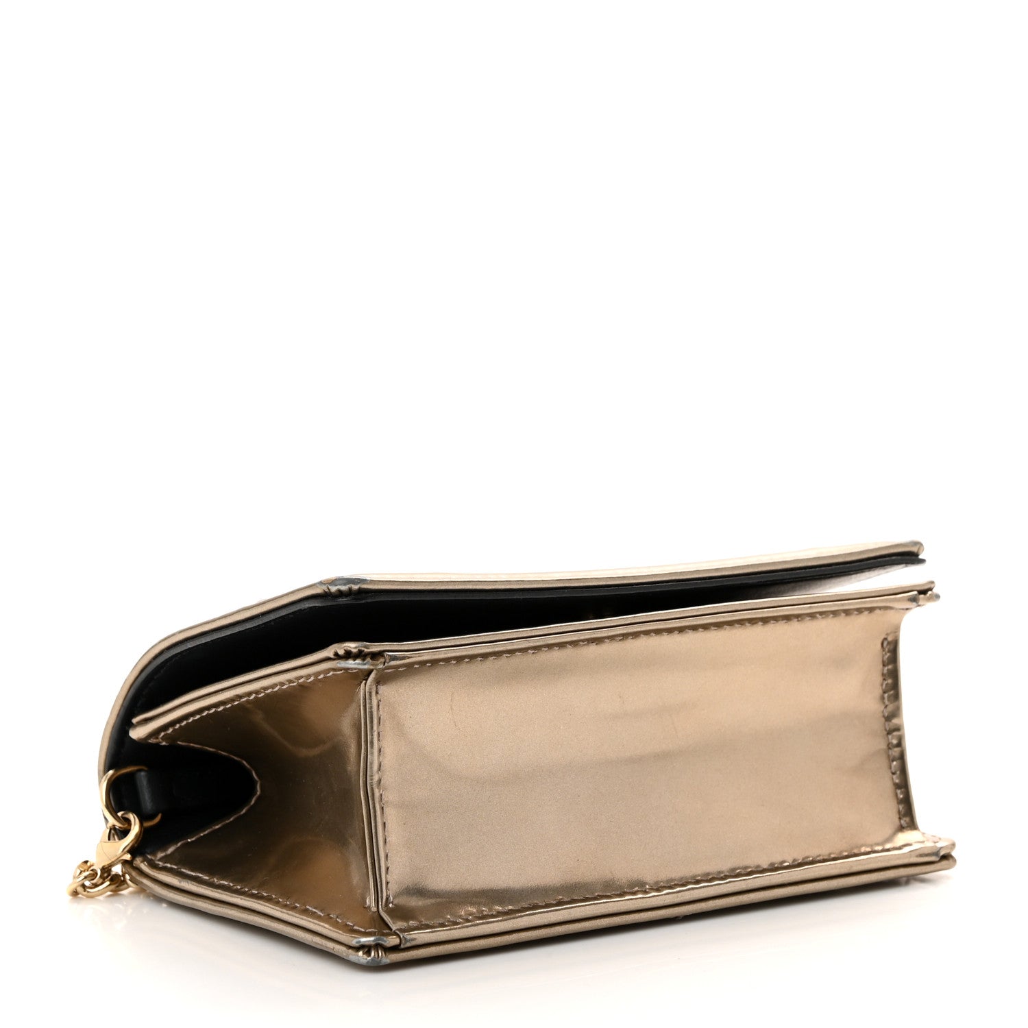 Christian Dior Metallic Patent Micro-Cannage Baby Diorama Flap Bag Gold 4 of 11