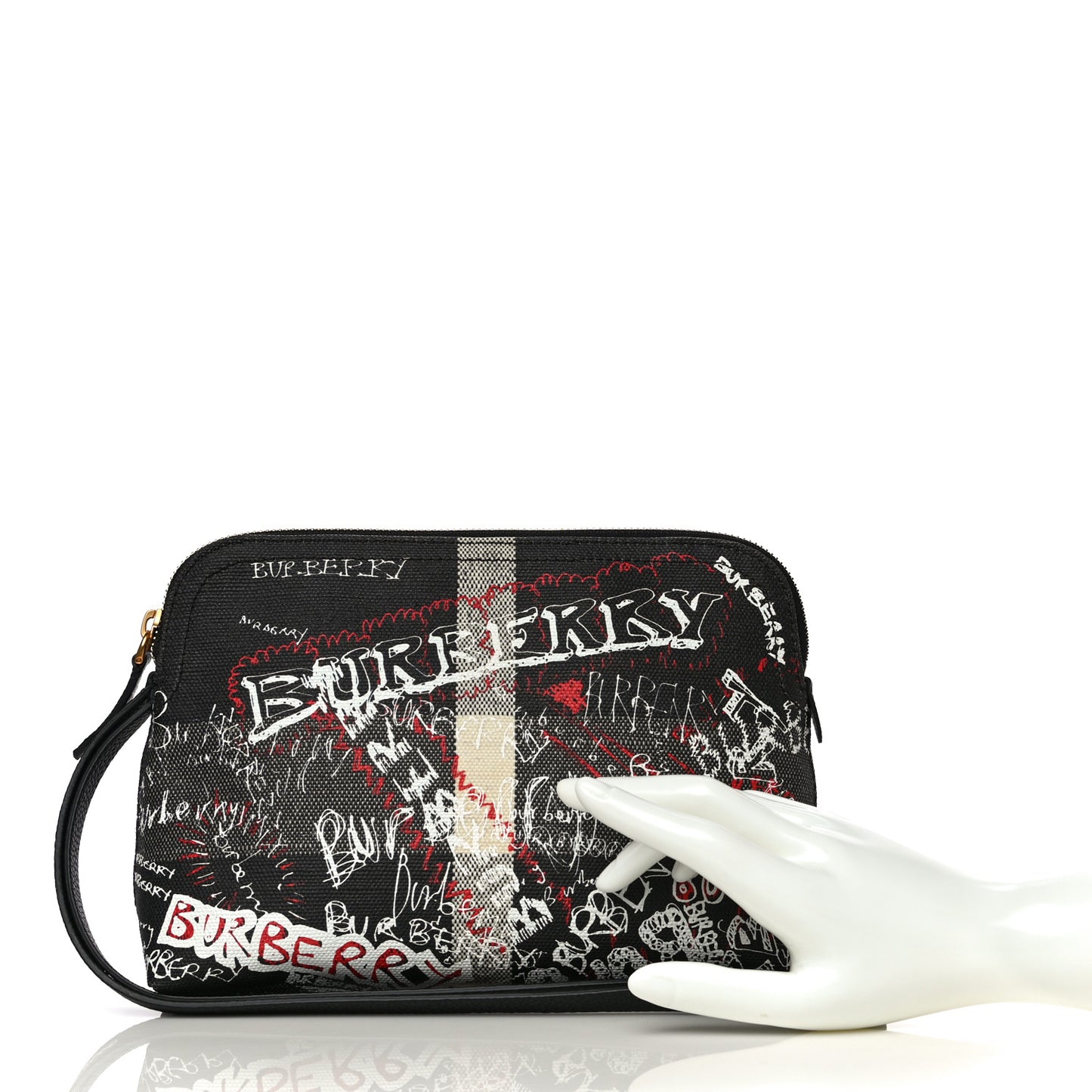 Coated Canvas Mega Check Sketchbook Doodle Pouch Black