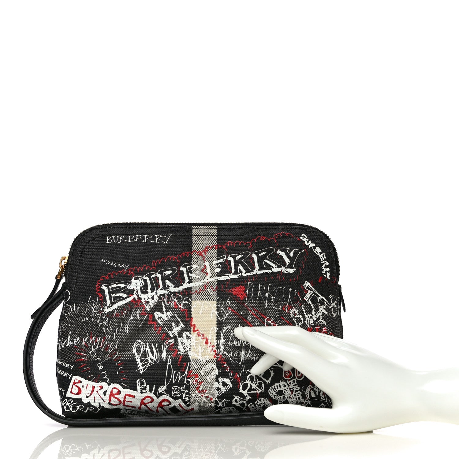 Burberry Coated Canvas Mega Check Sketchbook Doodle Pouch Black 2 of 11