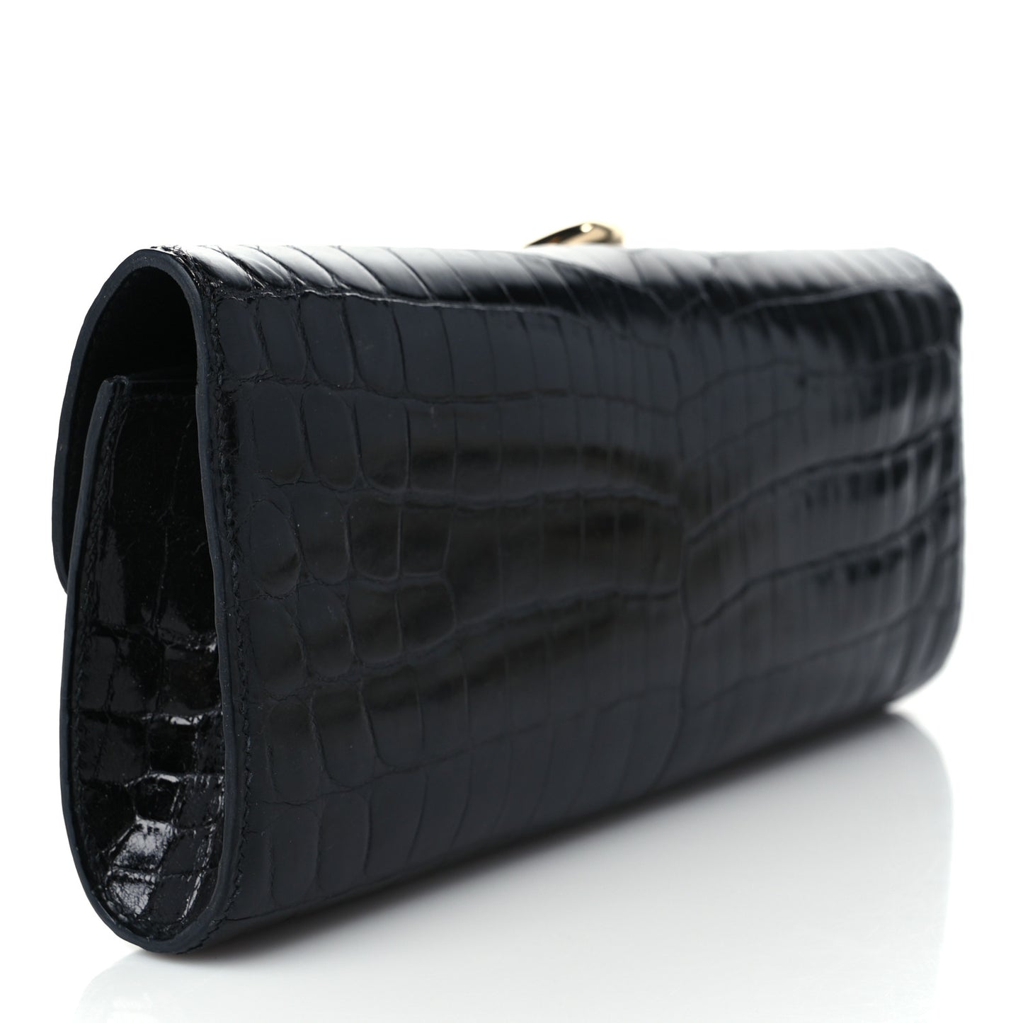 Shiny Niloticus Crocodile Egee Clutch Black
