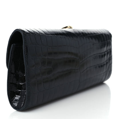 Hermes Shiny Niloticus Crocodile Egee Clutch Black 3 of 7
