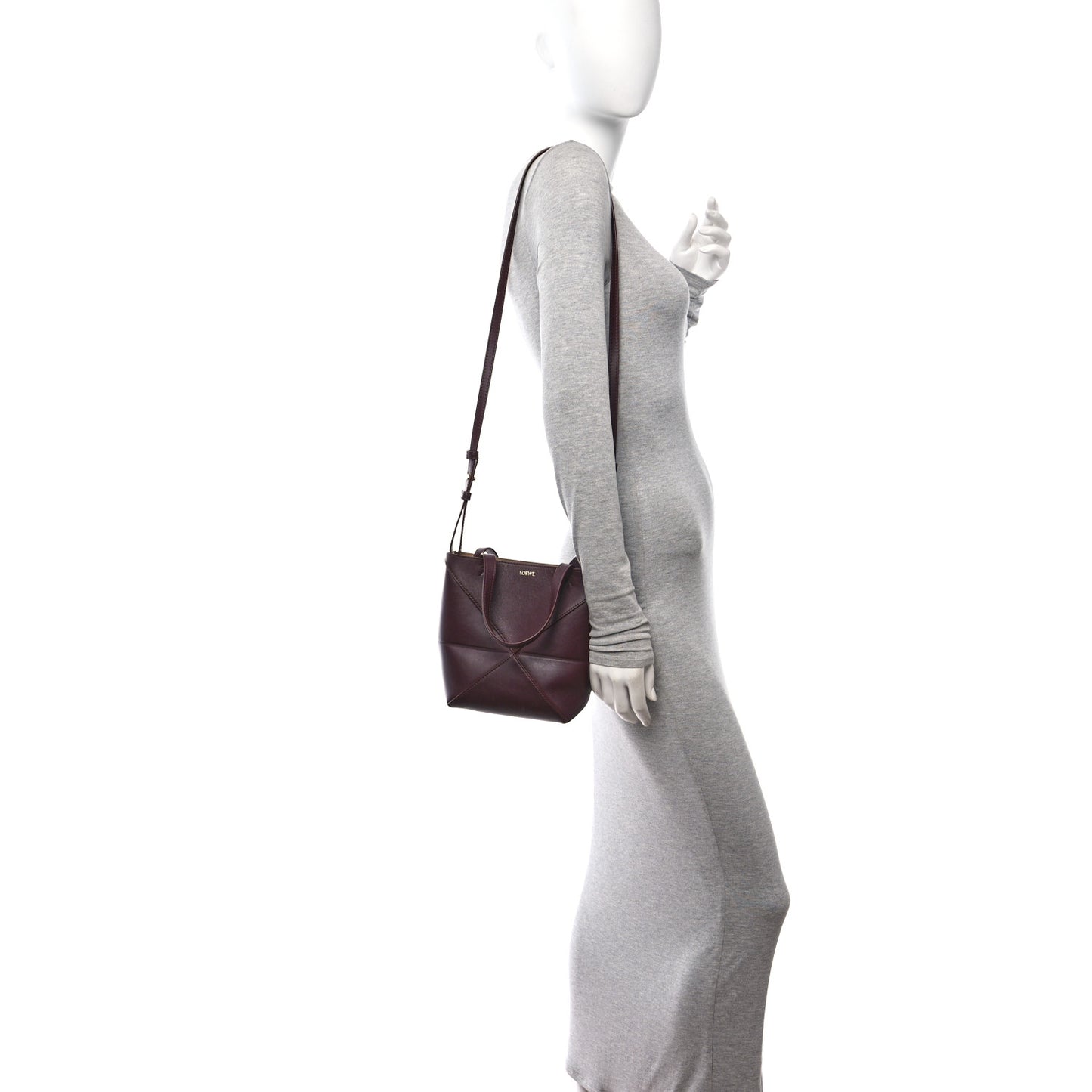 Shiny Calfskin Mini Puzzle Fold Tote Burgundy