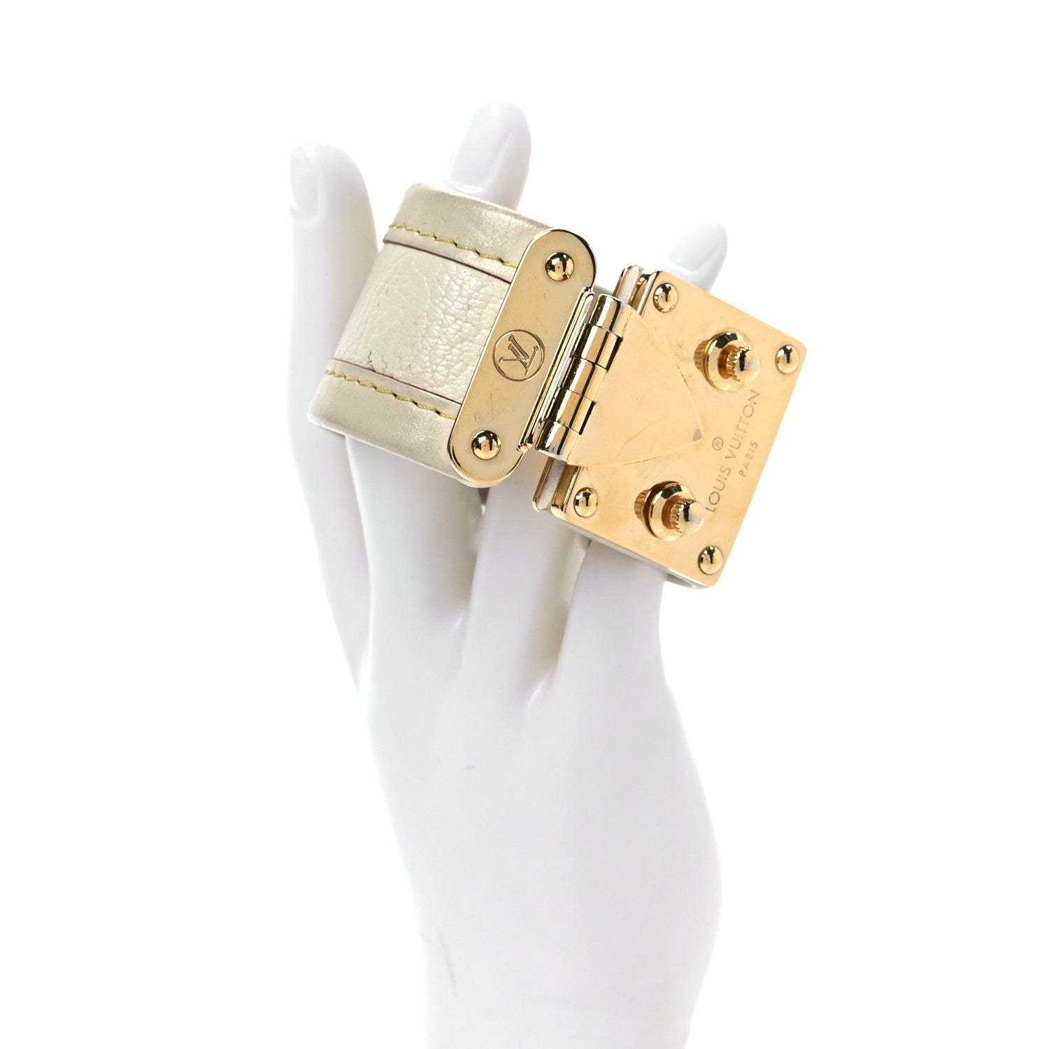 Louis Vuitton Chèvre Suhali S Lock Bracelet Small White 3 of 5