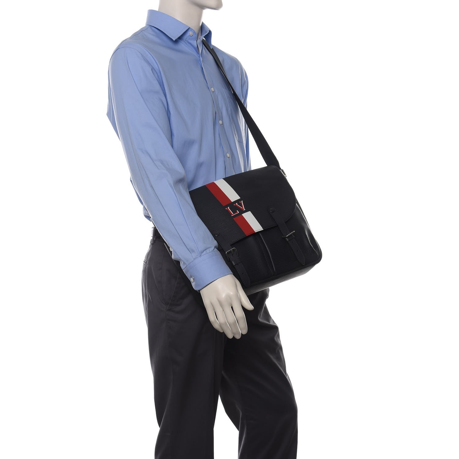 Louis Vuitton Epi Christopher Messenger Navy Stripes 2 of 10