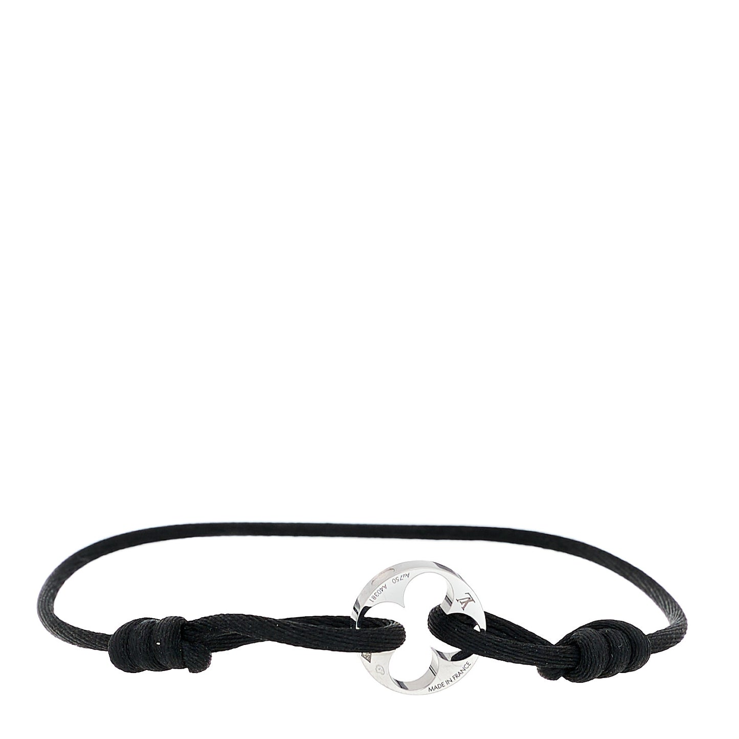 18K White Gold Cord Empreinte Adjustable Bracelet Black
